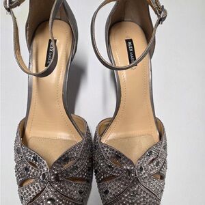 Alex Marie Silver Metallic Embellished Heels